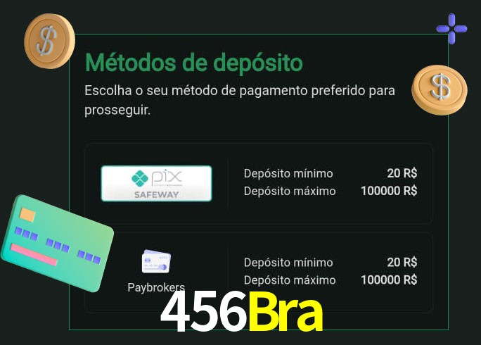 O cassino 456Bra oferece uma grande variedade de métodos de pagamento